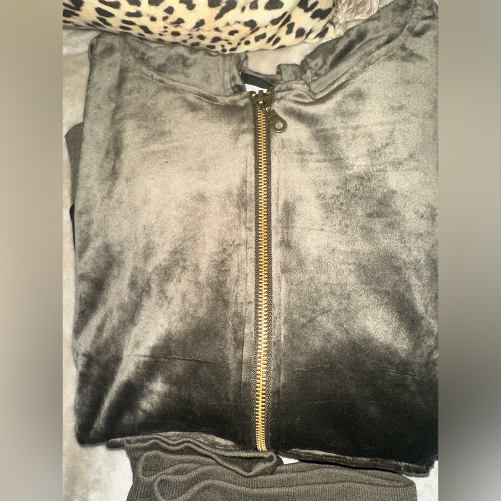 Felina Dark  Green  Velour Hoodie & Jogger Set